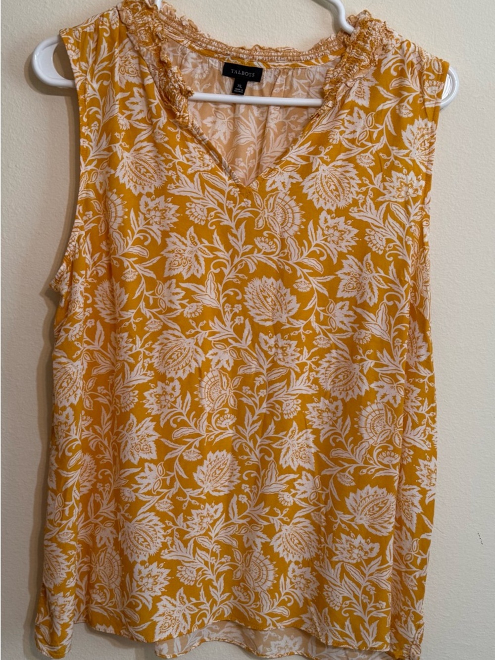 Talbots Gold Floral Sleeveless V-Neck Top XL